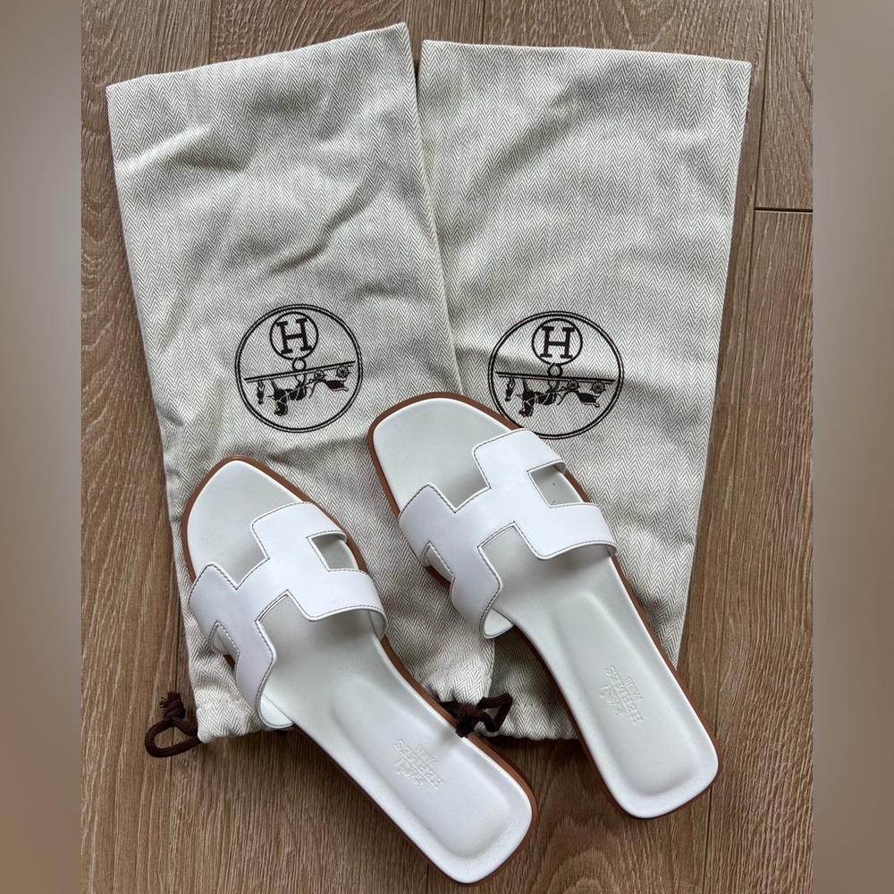 Hermes white sandals